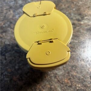 1970s Tupperware sugar dispenser, a sugar bowl yellow “Harvest Gold" 577-9